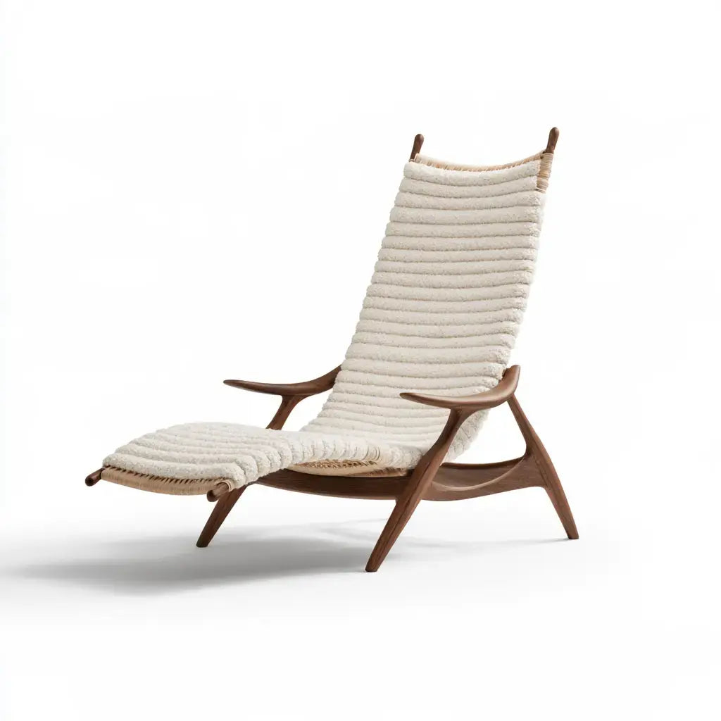 Sillón con respaldo alto y asiento alargado - beige/marrón