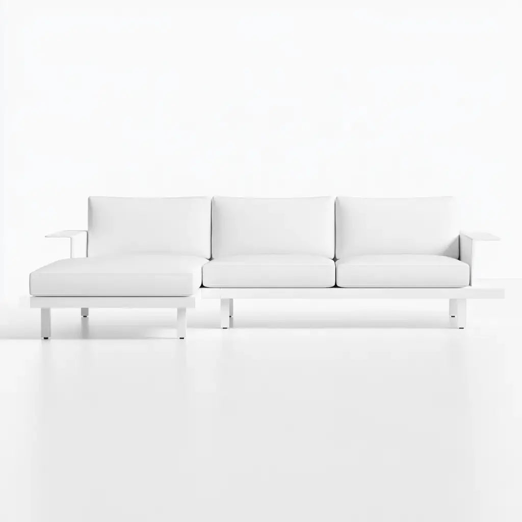 Sofá con asiento alargado y estructura fina - blanco