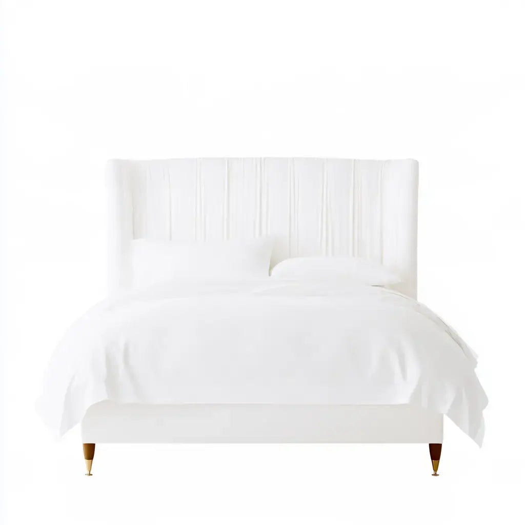Cama con cabecero alto de canales verticales - blanco