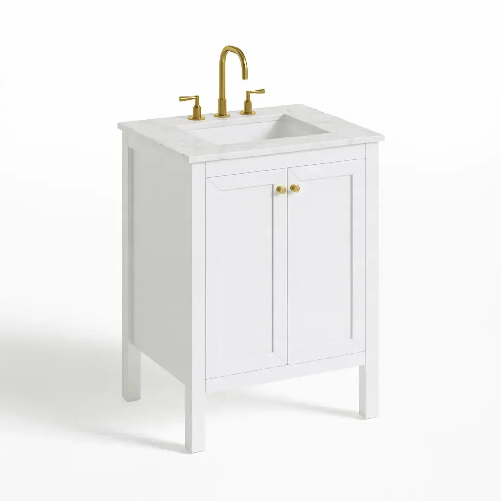 Mueble de baño con puertas inferiores y patas rectas - blanco