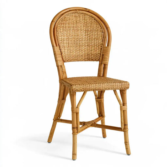 Silla con respaldo ovalado de trama abierta - marrón