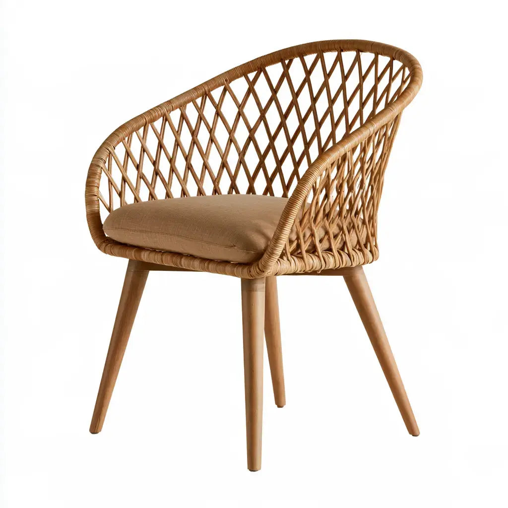 Silla con respaldo envolvente entrelazado - marrón