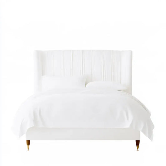 Cama con cabecero alto de canales verticales - blanco