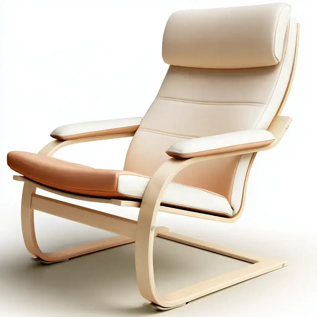 Mecedora con respaldo segmentado y estructura clara - beige/marrón