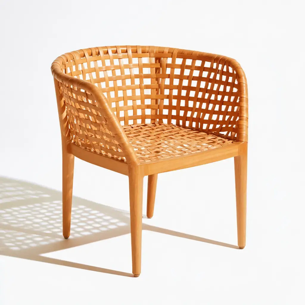 Silla con brazos rectos y trama abierta - marrón