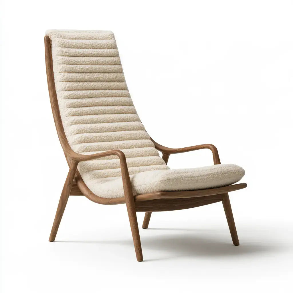 Sillón con respaldo alto segmentado - beige/marrón